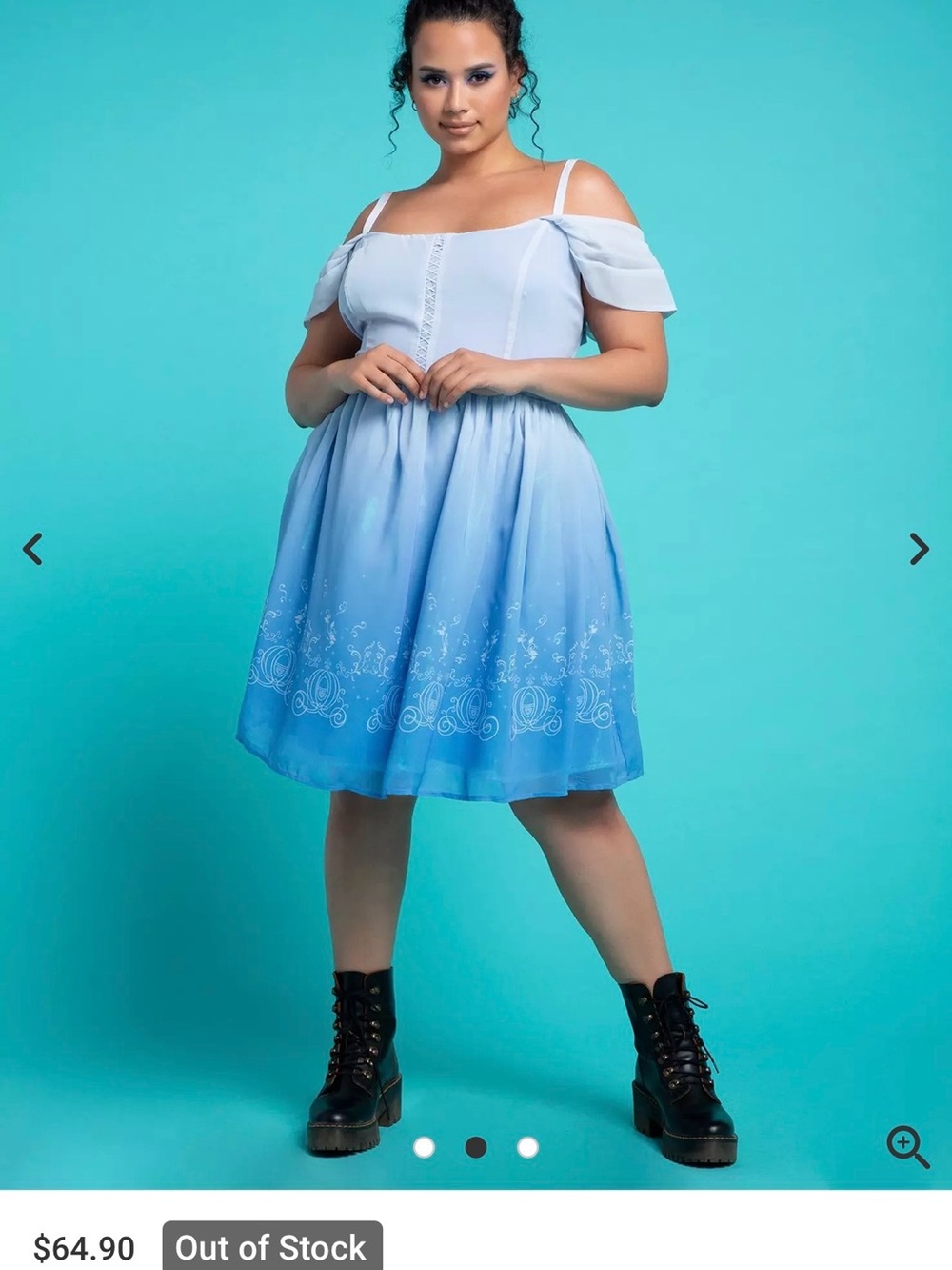Her Universe Disney Cinderella Princess Cold Shoulder Dress Plus Size NWT